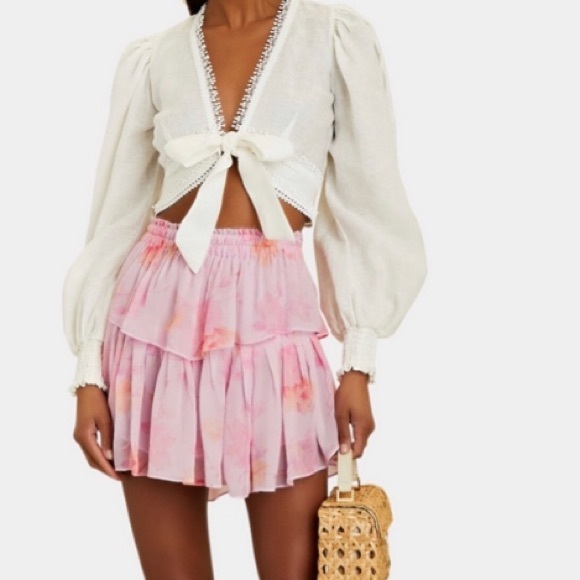 LoveShackFancy Dresses & Skirts - LOVESHACKFANCY Ruffled Georgette Mini Skirt Sz petite